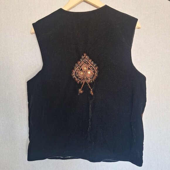 💙 Velvet Embellished Vest Size XL Boho Hippie Festive - Picture 8 of 9